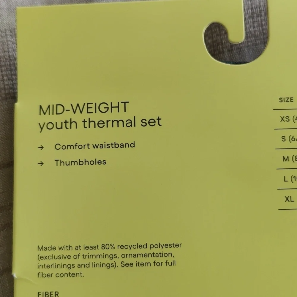 New!MID WEIGHT YOUTH THERMAL SET COMFORT WAISTBAND THERMAL SET 2 PCS  HeatheGRAY